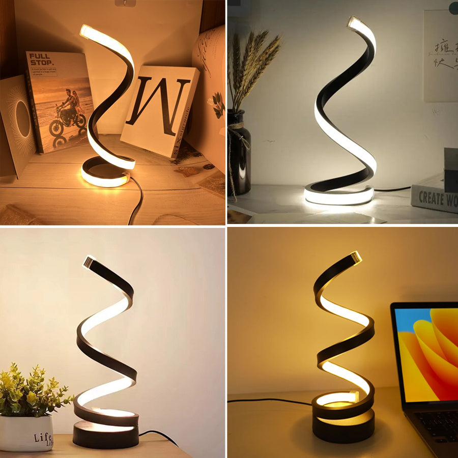 "Veilleuse LED spirale blanche - design moderne avec lumière douce pour chambre ou bureau"