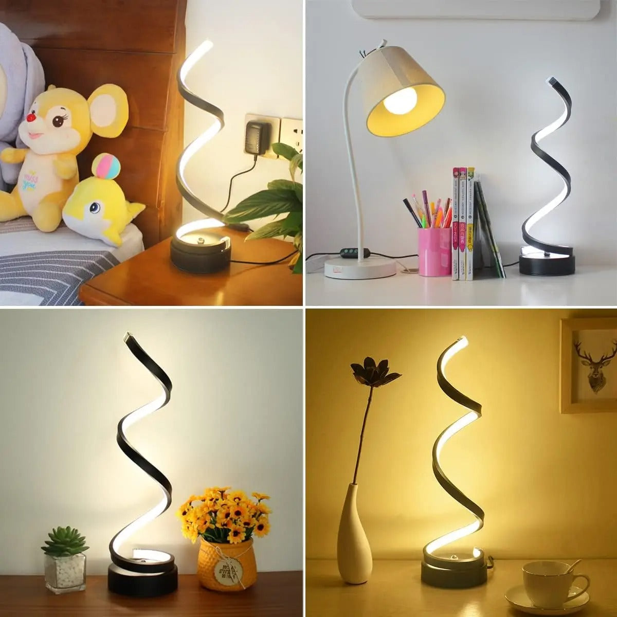 "Veilleuse spirale 3 couleurs : blanc chaud, blanc froid et lumière neutre - réglage tactile"