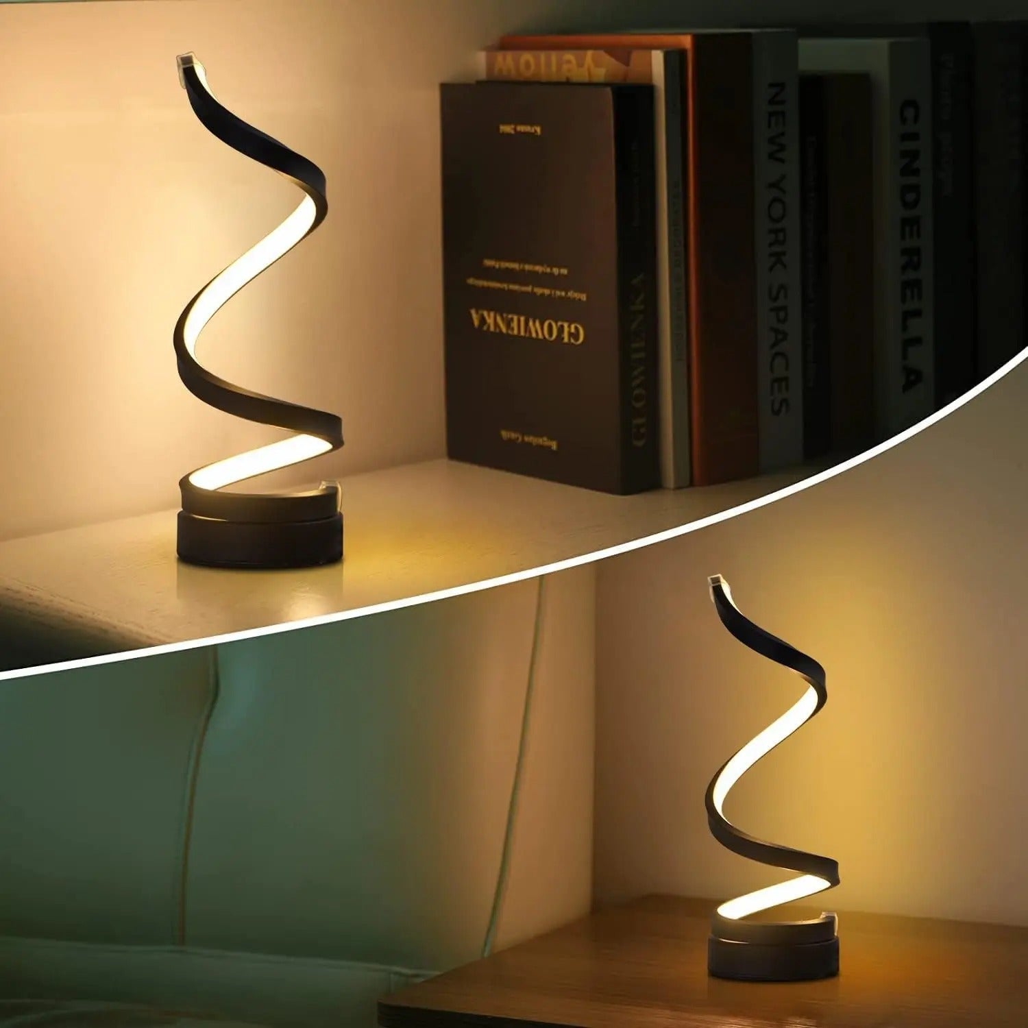 "Veilleuse LED spirale blanche - design moderne avec lumière douce pour chambre ou bureau"
