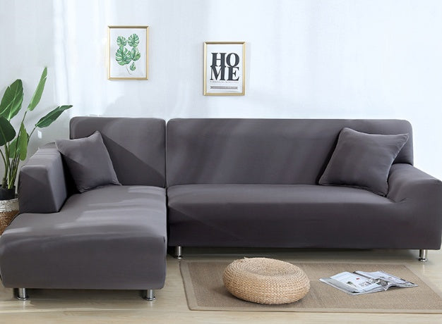Housse de sofa gris perle - tissu stretch 92% polyester pour canapé d'angle moderne

