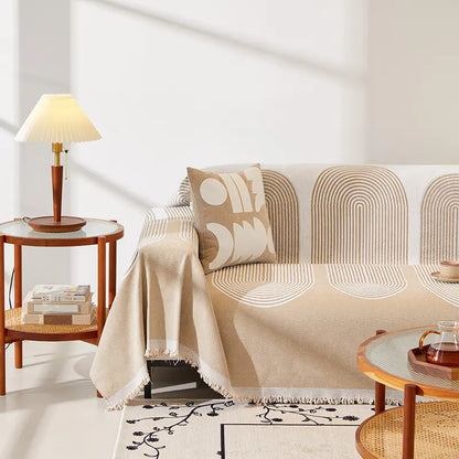 Canapé Universel en Chenille Douce - Rayures Modernes