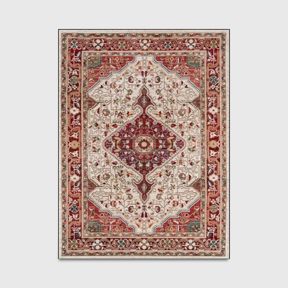 Tapis élégant pour salon - Motif nordique, couleur fleurie, forme rectangulaire, entretien facile.

