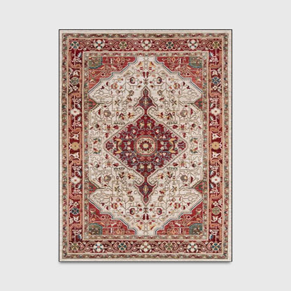 Tapis élégant pour salon - Motif nordique, couleur fleurie, forme rectangulaire, entretien facile.

