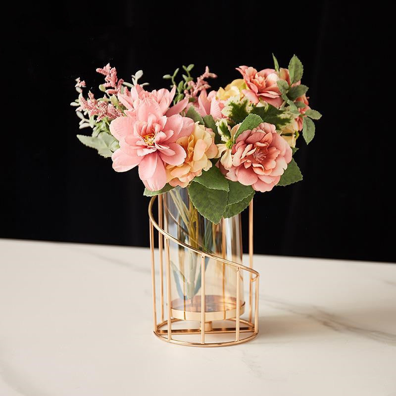 "Supports de bougie de table en fer et verre, disponibles en plusieurs dimensions et coloris (1A à 6A)."