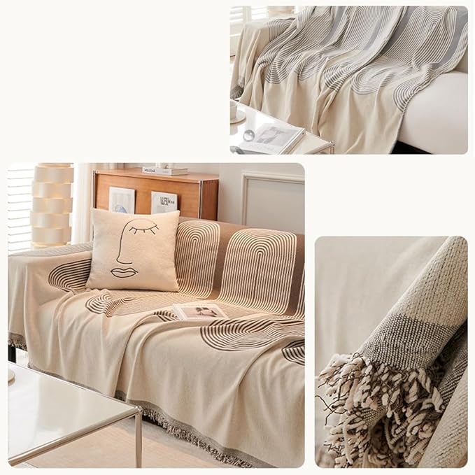 Canapé Universel en Chenille Douce - Rayures Modernes