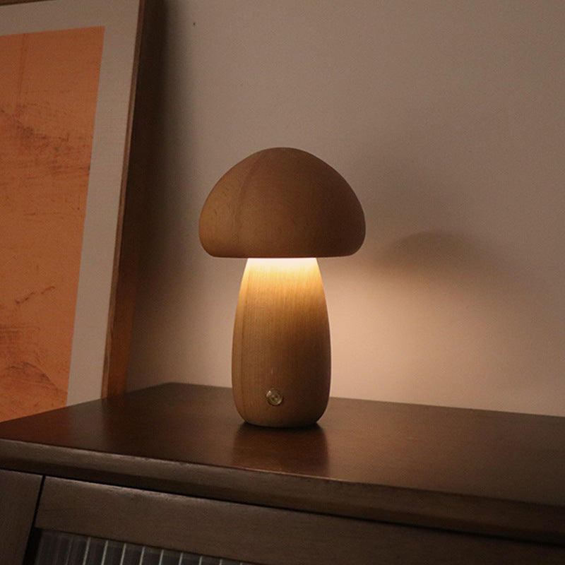 Lampe de Nuit LED Créative en Bois avec Interrupteur Tactile