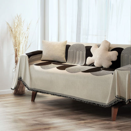 Canapé Universel en Chenille Douce - Rayures Modernes