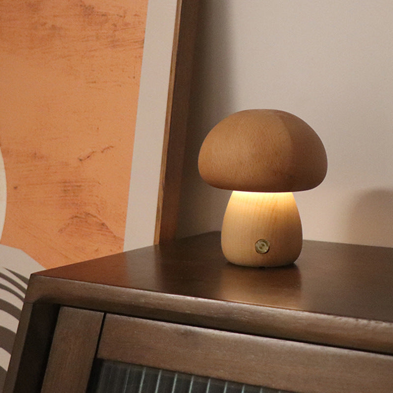 Lampe de Nuit LED Créative en Bois avec Interrupteur Tactile